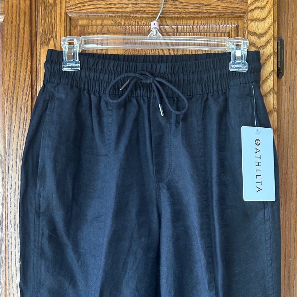 Athleta Black Retreat linen ankle pants